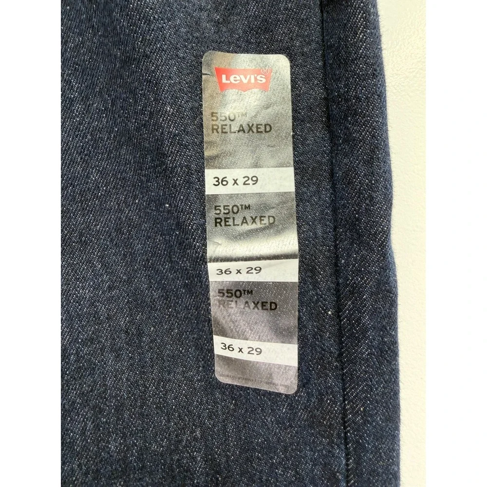 Levi 550 Relaxed Fit Dark‎ Wash Denim Jeans Mens 36x29 Tapered Leg (HH35) NWTs